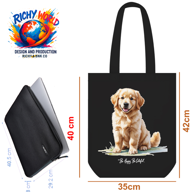 Happy Golden Retriever - Dog Tote Bag – Eco Canvas