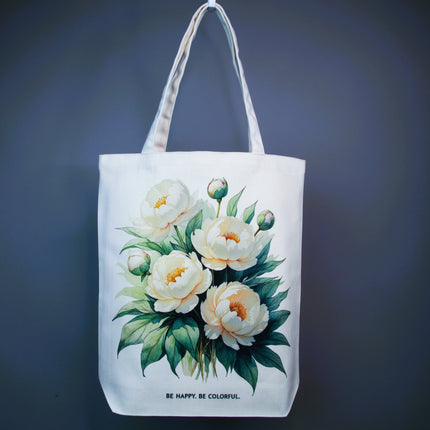 Peony White - Flower Tote Bag – Eco Canvas