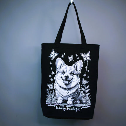 Happy Corgi - Dog Tote Bag - Eco Canvas