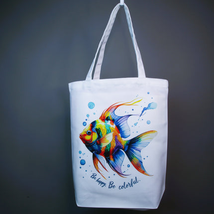 Slim Angel Fish - Tote Bag (Black, White, Beige) – Eco Canvas