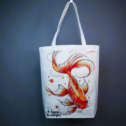 Golden Big Fish - Tote Bag (Black, White, Beige) – Eco Canvas