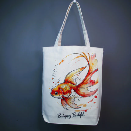 Golden Fish - Tote Bag (Black, White, Beige) – Eco Canvas
