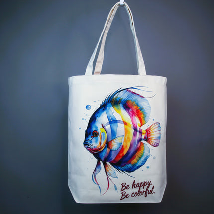 Discus Fish - Tote Bag – Eco Canvas (White, Black, Beige color)
