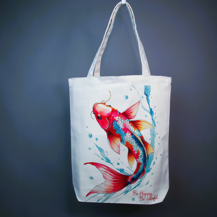 Carp Fish - Tote Bag (Black, White, Beige) – Eco Canvas