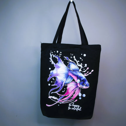Beta Fish Strong Blue - Tote Bag – Eco Canvas (White, Black, Beige options)