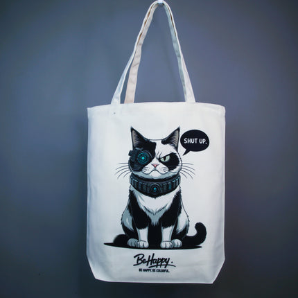 Cyber Cat Tote Bag – Eco Canvas