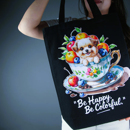 Cute Puppy &Plum - Dog Tote Bag – Eco Canvas